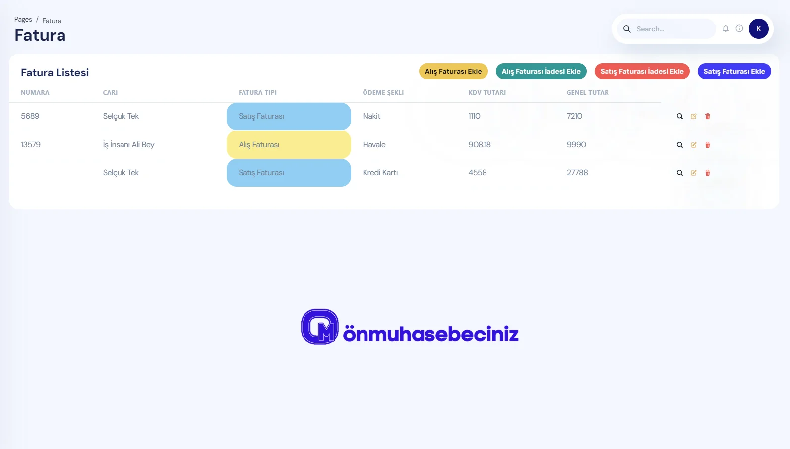 Ön muhasebe programı fatura takibi özelliği - Otomatik fatura yönetimi