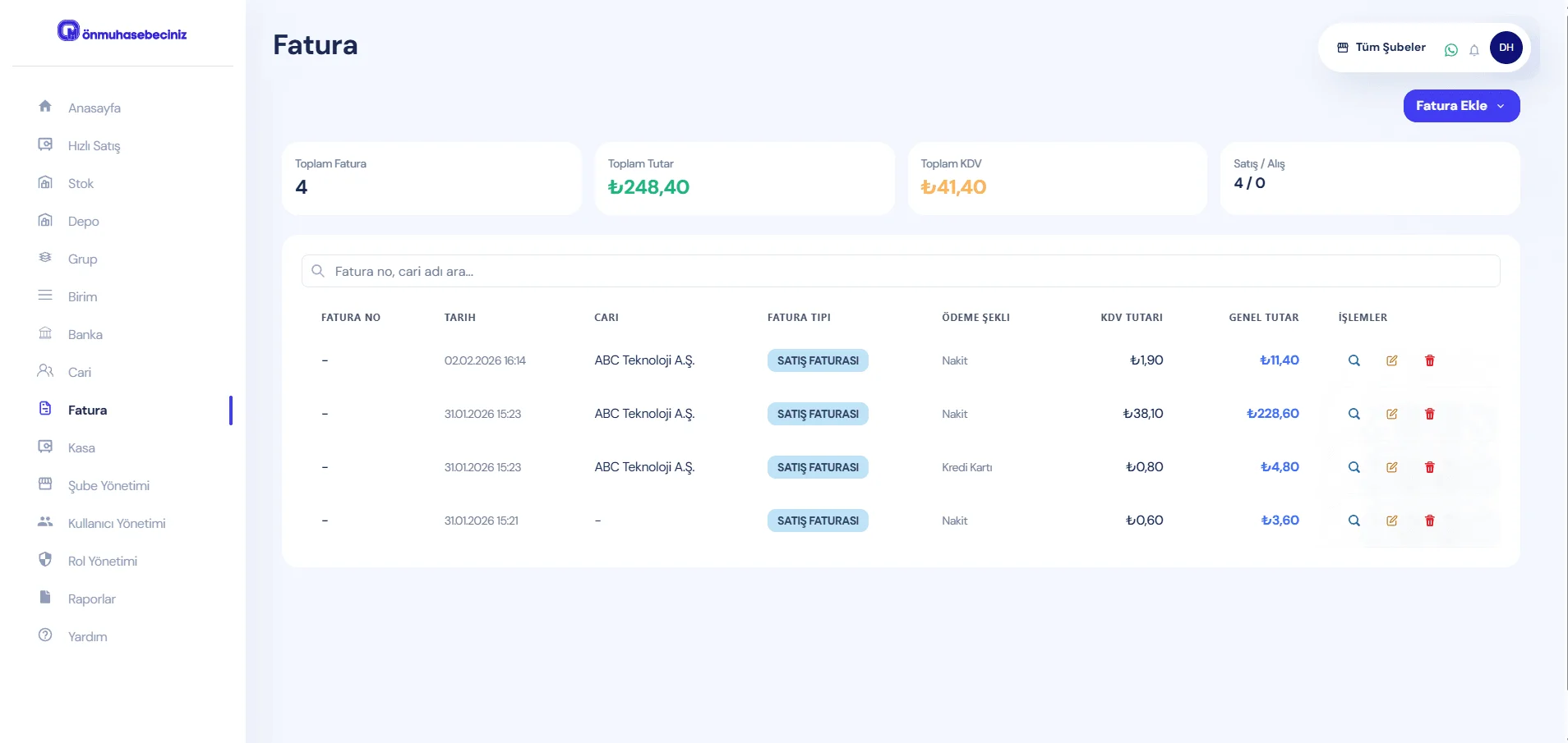 e-Fatura ve e-Arşiv yönetimi